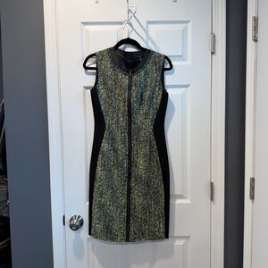 Elie Tahari Black and Green Mini Dress